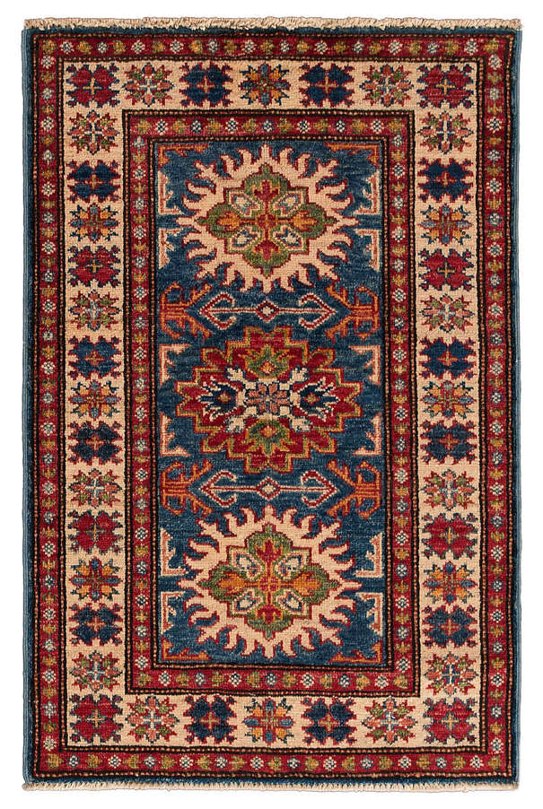 Пакистанский ковер из шерсти «KAZAK CLASSIC» BLU-IVR(60X90)