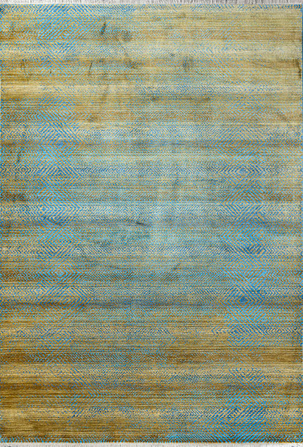 Турецкий ковер из полиэфирного шёлка «MYSTIC» 0567A-GREEN-BLUE