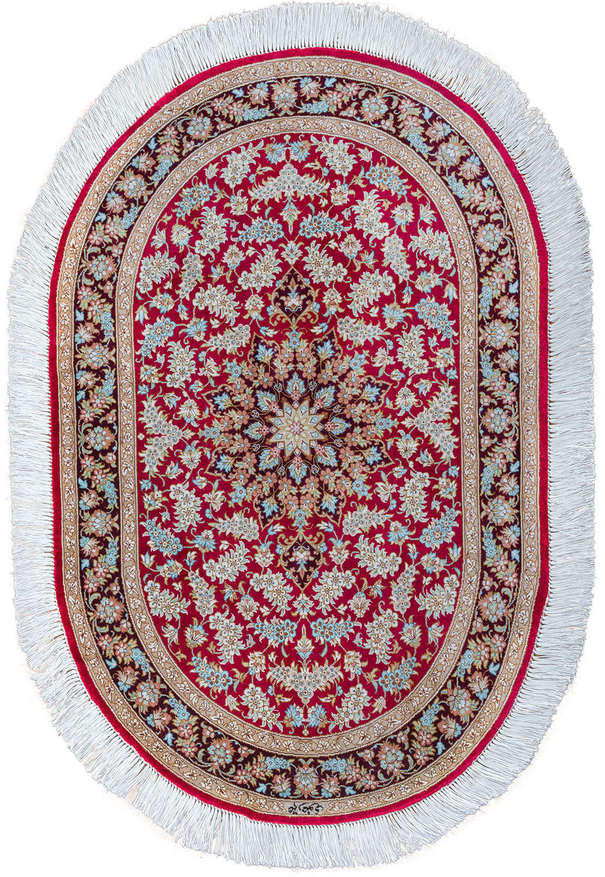 Иранский ковер из шёлка «QUM MM IR» 13-19-IR RAZAVI(Oval)