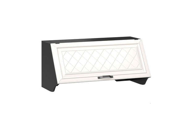 Марина Шкаф кухонный 1200 скошенный под вытяжку (Чёрный/Алебастр)