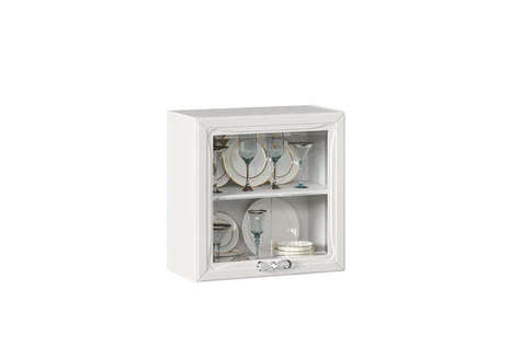 Бьянка Шкаф кухонный 600 низкий со стеклом (Белый/Дуб фактурный белый)