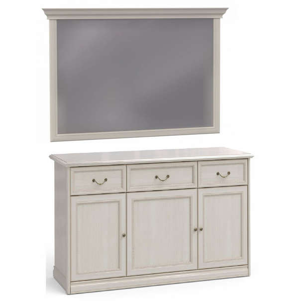 Комод 3ящ., 3дв.щит. (топ ЛДСП)+зеркало Z3L Ровена светлая