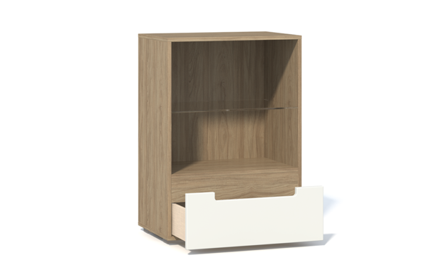 Тумба Анри с выкатным ящиком Швейцарский вяз, Белый