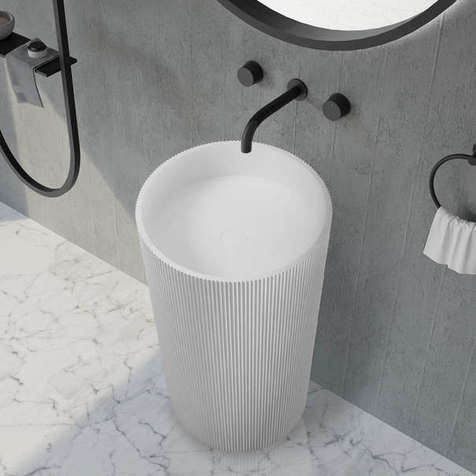 Раковина напольная Abber Stein 50 см AS2501-H белая матовая, с отверстием для монтажа у стены