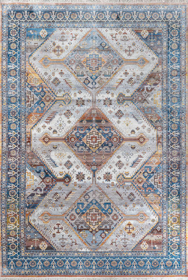 Турецкий ковер из полиэфирного шёлка «MYSTIC» 0658A-NAVY-RED