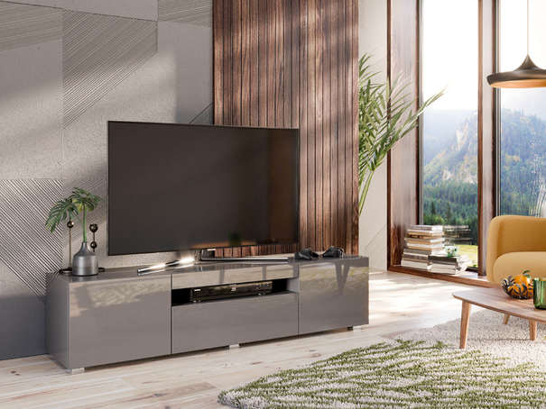 ЛД 685.050.000 А "Бруклин" Тумба ТВ 1600 (Оникс Серый глянец М, исполнение 2)