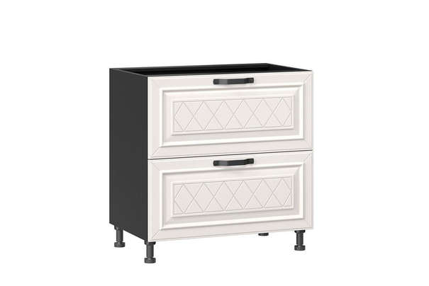 Марина Тумба кухонная 800 с 2 ящиками (4) (Чёрный/Алебастр)