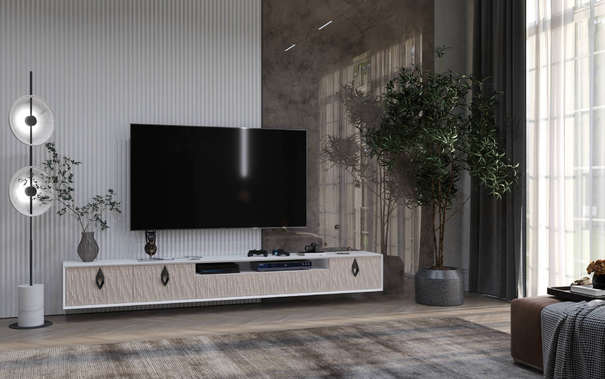 Сити ЛД.440130.000 Тумба ТВ 2400 (Белый/Кашмир М, исполнение 3)