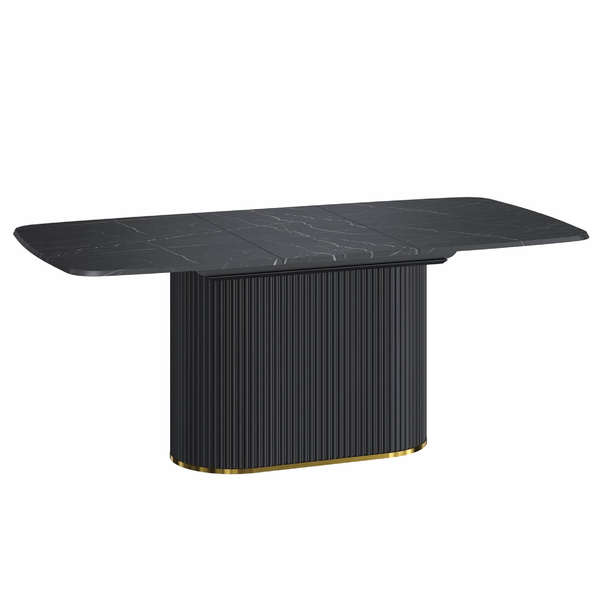 Стол обеденный раздвижной ЛД.451420.000 1400(1790)*950 (Мрамор чёрный М04)