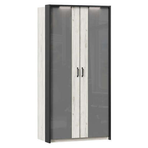 Техно Шкаф двухстворчатый с комбинированными дверями с паспарту (Дуб Крафт белый/Серый шифер)