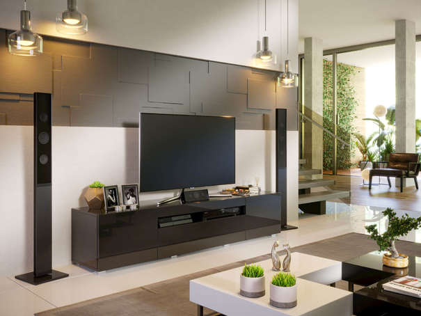 ЛД 685.020.000 А "Бруклин" Тумба ТВ 1800 (Черный глянец М, исполнение 3)