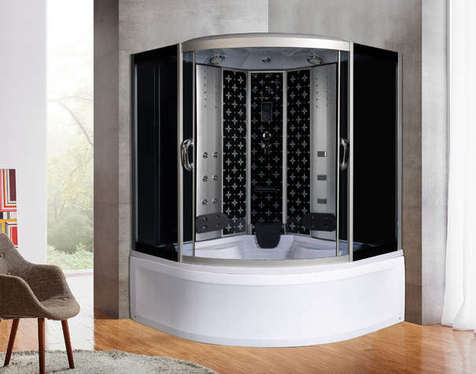 Душевой бокс River Temza 150/150/55 ТН стекло тонированное, профиль хром матовый