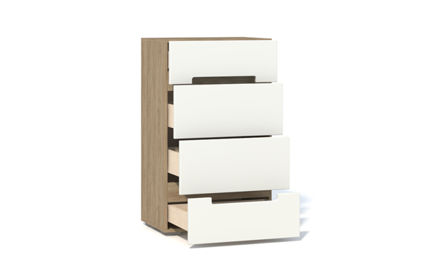 Комод Анри с выдвижными ящиками С доводчиками, Швейцарский вяз, Белый