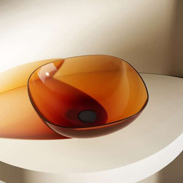 Раковина накладная Abber Kristall 43 см AT2806Opal коричневая