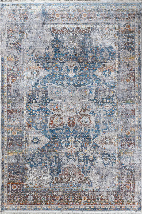 Турецкий ковер из полиэфирного шёлка «MYSTIC» 0688A-NAVY-GREY