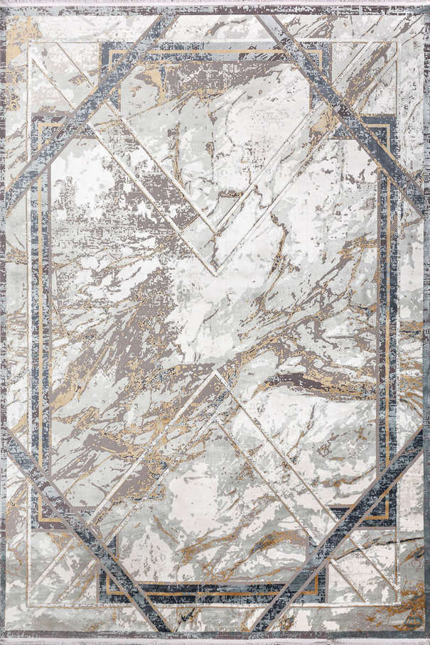 Турецкий ковер из эвкалиптового шёлка и акрила «SELECTED» M461A-CREAM-DGRAY