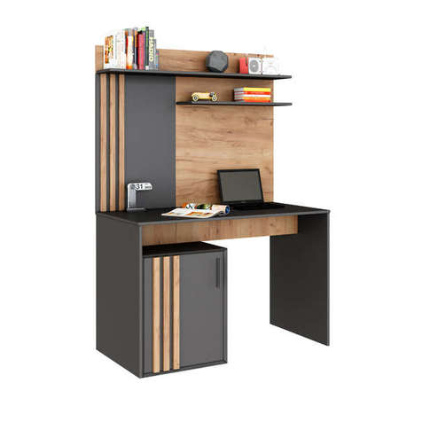 ЛД 408.100.000 "Неаполь" Стол письменный (Черный/Дуб Золотой)