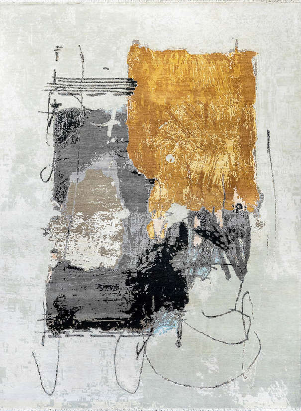 Индийский ковер из шерсти и шёлка «HOLLYWOOD ART» CE6621-IVORY-GREY