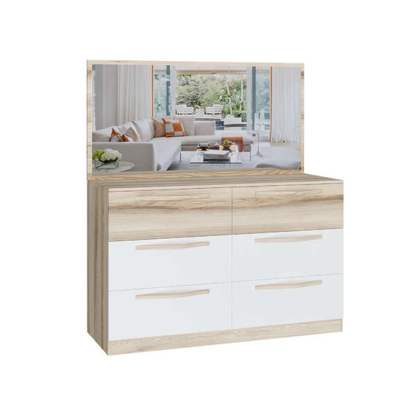 Аравия-Марта Комод 1400 с зеркалом Дезира Эш/Белый