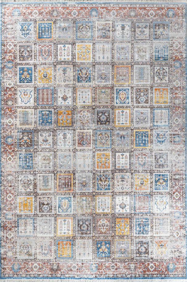 Турецкий ковер из полиэфирного шёлка «MYSTIC» 0609A-NAVY-RED