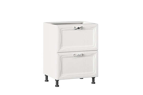 Бьянка Тумба кухонная 600 с 2 ящиками (4) (Белый/Дуб фактурный белый)