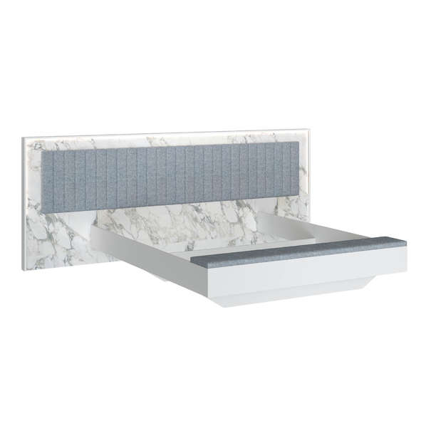 Аравия-Айла Кровать 1800х2000 с банкеткой Белый/Статуарио глянец