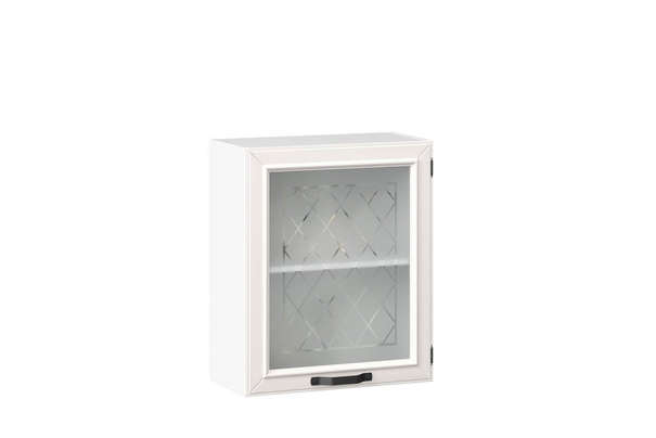 Марина Шкаф кухонный 600 со стеклом Тип 3 (Белый/Алебастр)