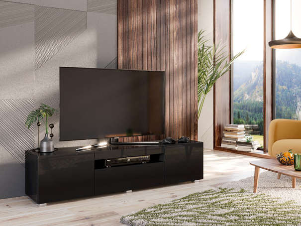 ЛД 685.050.000 А "Бруклин" Тумба ТВ 1600 (Черный глянец М, исполнение 3)