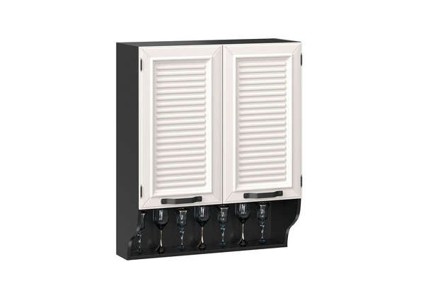 Марина Шкаф кухонный 800 с открытой полкой Тип 2 (Чёрный/Алебастр)