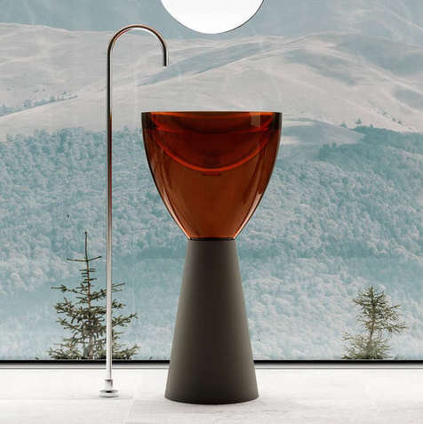 Раковина напольная Abber Kristall 45 см AT2703Black-Opal черная с коричневым