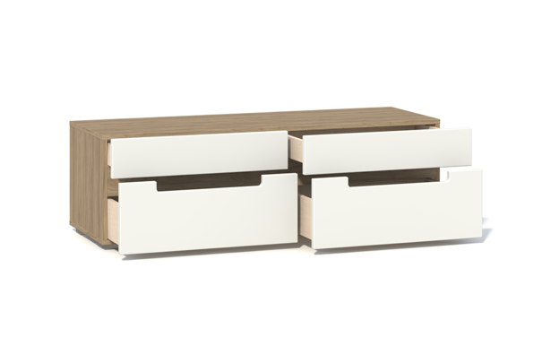 Тумба Анри под телевизор с выдвижными ящиками Швейцарский вяз, Белый