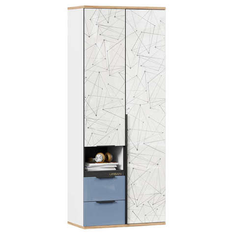 Урбан Стеллаж со шкафом комбинированным (Белый/Капри Синий)