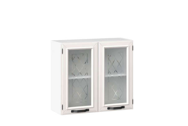 Марина Шкаф кухонный 800 со стеклом Тип 3 (Белый/Алебастр)
